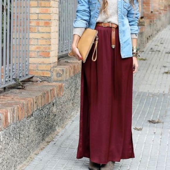 Burgundy Maxi Skirt - Picture 7 of 8